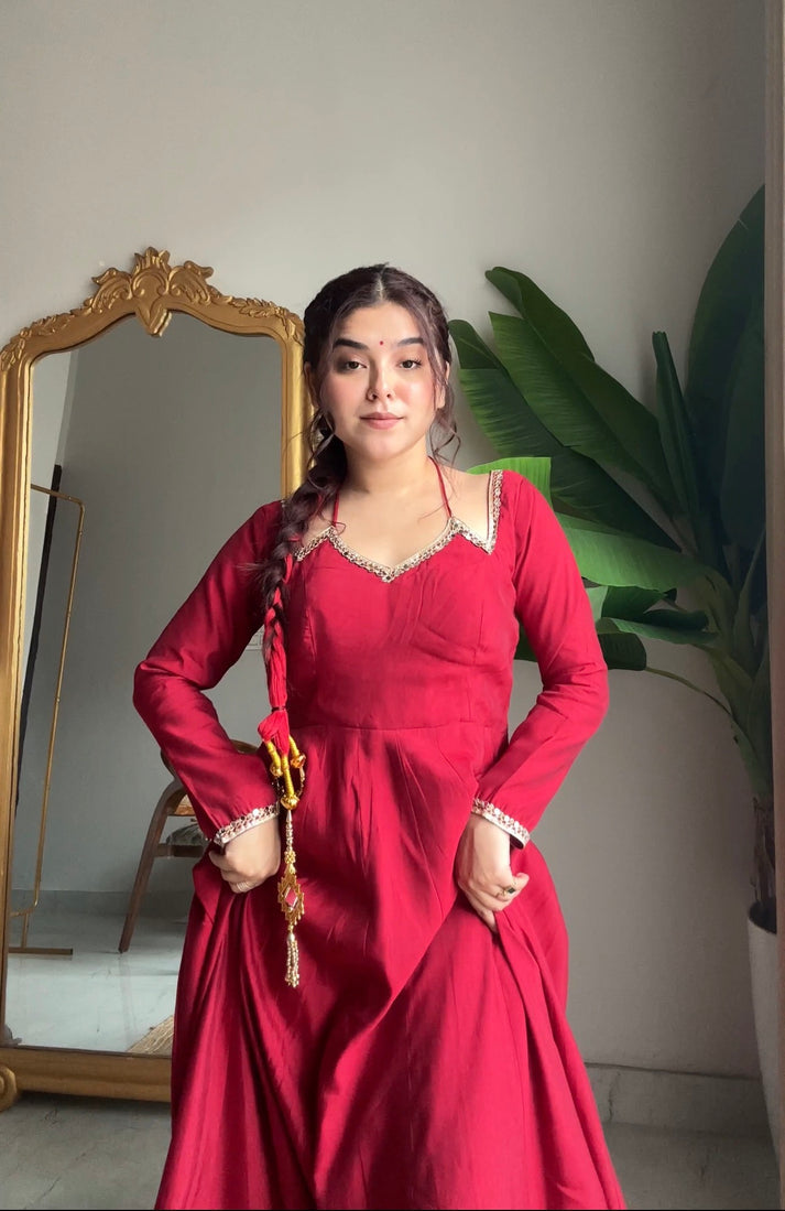 LadyVastara Festive Special Heavy Flare Anarkali Set with Stylish Lace Work