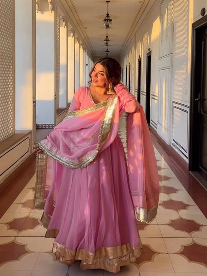 Heavy Tabby Organza Embroidered Anarkali Suit