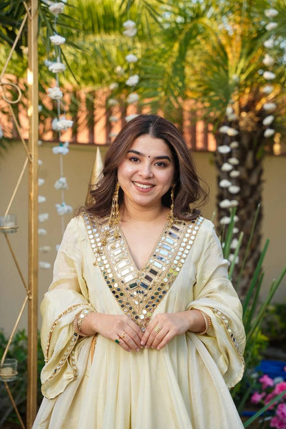 Cosmos Gold Jari Silk Sharara Suit