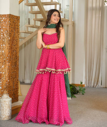 Gujarati Kediya Ethnic Wear Set With Palazzo and Dupatta