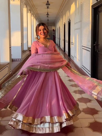 Heavy Tabby Organza Embroidered Anarkali Suit