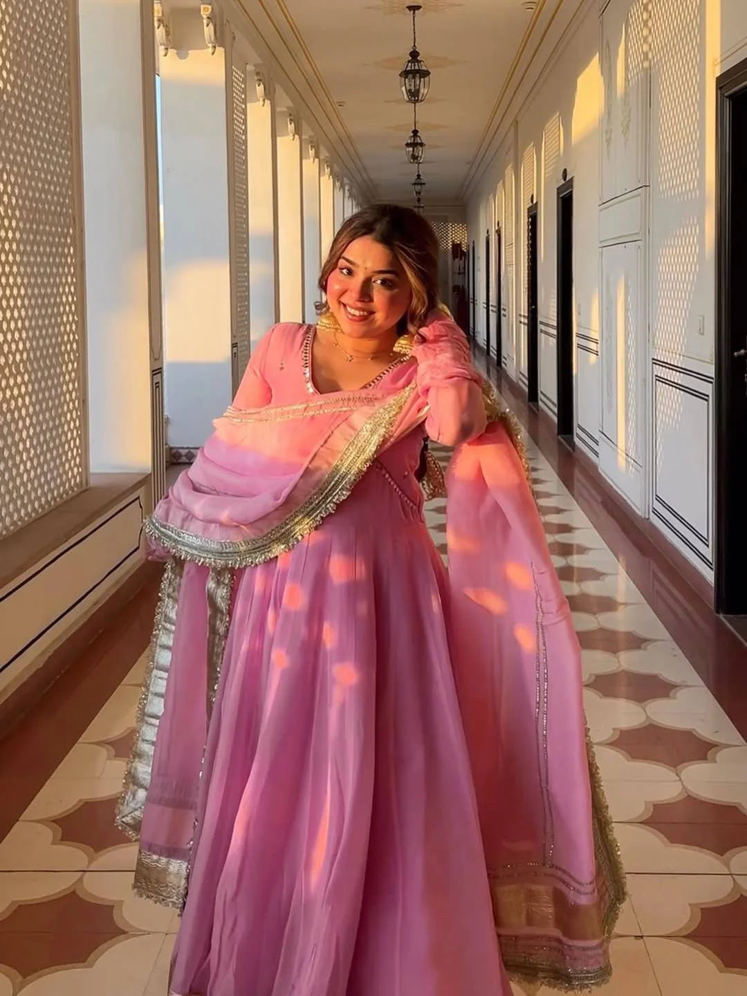 Heavy Tabby Organza Embroidered Anarkali Suit